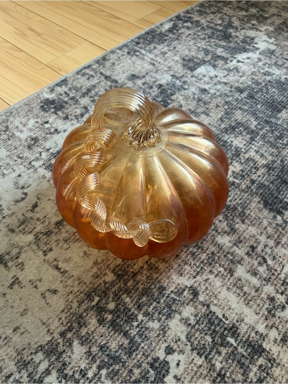 Orange Blown Glass Pumpkin